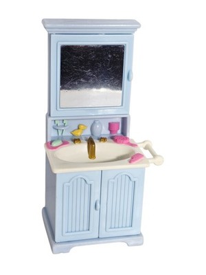 Fisher-Price Loving Family Dollhouse 2002 Blue Bathroom Vanity w/ Mirror & Sink