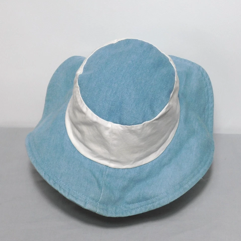 Vtg 1980s Sea World Floppy Sun Hat Denim Blue and White Adult One Size Fits All - Image 3 of 4