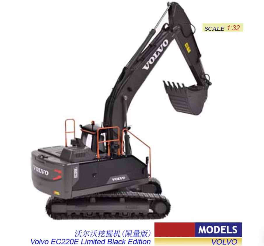 1/32 VOLVO EC220E ミニチュア掘削機 1:32 28CM Volvo EC220E Limited Black Edition Excavator Machine