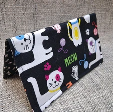 Checkbook Cover CUTE CATS Fabric Wallet Documents Holder USA Made HAND Made
