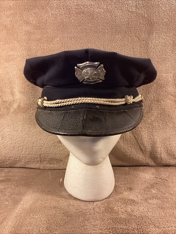 Vtg 1950s Hopwood Volunteer Fire Dept. Dress Hat W/ Obsolete Cross Badge 