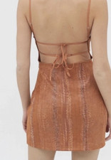 Urban Outfitters Women's Backless mini dress orange snakeskin Size Medium