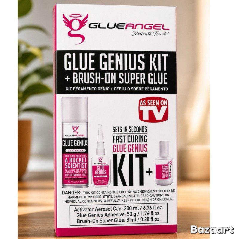 GlueAngel Super Glue Genius Kit Super Glue Kit- Sets In Seconds Fast Curing New
