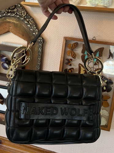 Bolso de hombro de cuero Naked Wolf negro dorado - Imagen 5 de 12