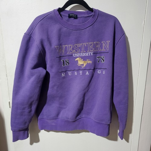 Vintage 90's Western University Crewneck Sweatshirt Mens Medium Mustangs  Purple - Bild 3 von 10