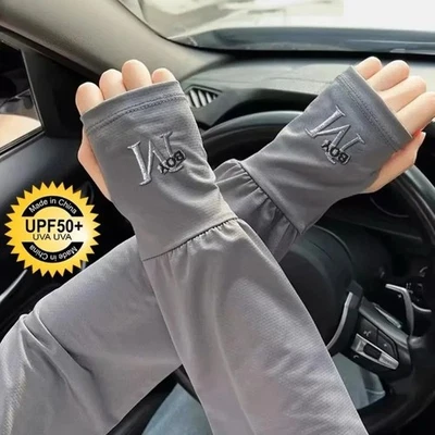 UV Protection Arm Sleeves Sun Block Cooling Driving Cycling Gloves Unisex