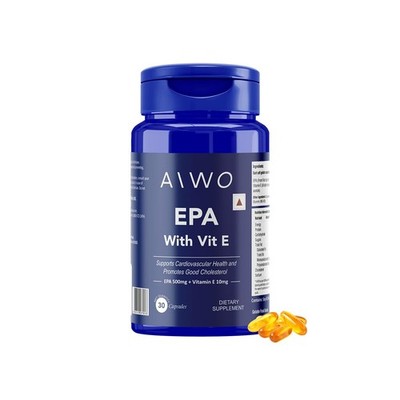 AIWO Fish Oil 500mg EPA 30 Caps | Vitamin E Heart Brain