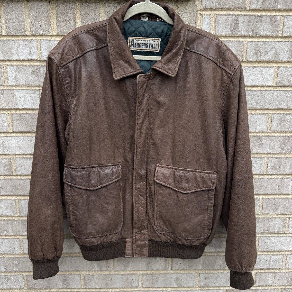 Vtg Aeropostale Leather Jacket Mens XL Compagnie Generale Aviator