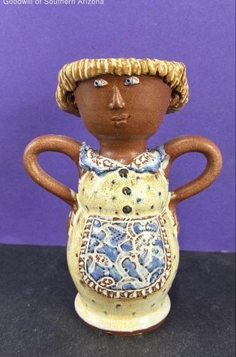 Vintage Deneen Pottery Open Minded Women Head Vase Handcrafted RARE Signed