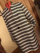 Beautiful Fenn Wright Manson Black White Stripe Duster Coat M Jacket New Wedding