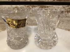 2 Cut Glass Mini Vases/Toothpick Holders One Lead Crystal From W. Germany Lot