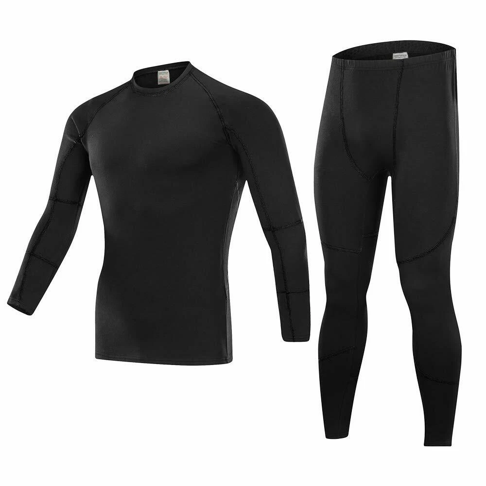 Men Thermal Underwear Set Long Sleeve Top & Long Johns Pants Thickened Fitness C