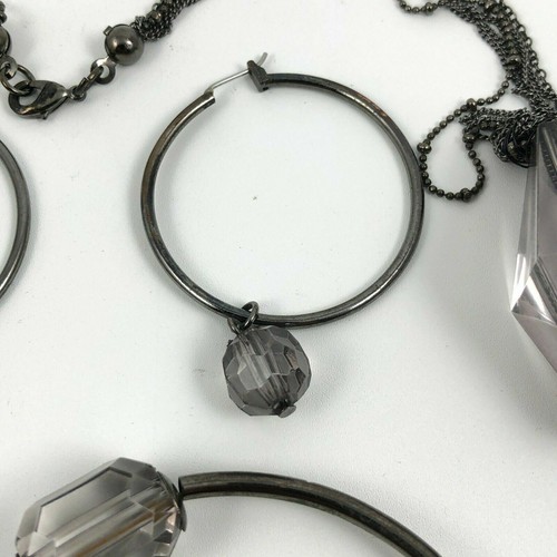 Necklace Bracelet Earring Set Smokey Lucite Beaded Fashion Jewelry - Picture 9 of 10