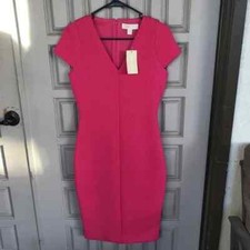 Michael Kors BodyCon Dress SzS Pink Cap Sleeves MSRP $140 Knit Knee Length NWT