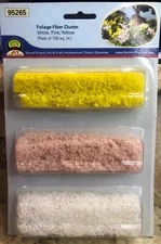 JTT SCENERY 95265 FOLIAGE-FIBER CLUSTER - WHITE, PINK, YELLOW - ALL SCALES