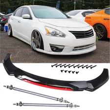 For Nissan Altima 08-23 Front Bumper Lip Spoiler Splitter Body Kit Black+Red