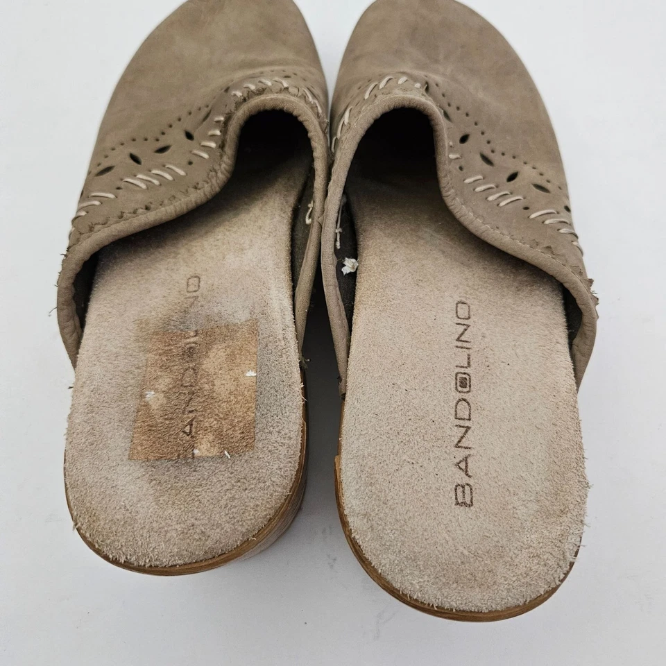 Zuecos Bandolino Mujer Talla 9 Mula Bronceado Claro Verde Oliva Punta de Choque Tacón 2" Foto 4 de 4