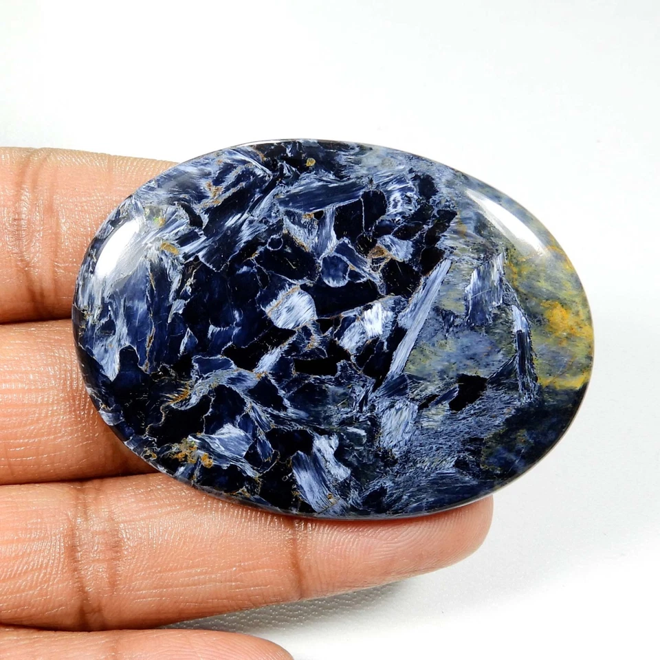 Pietersita azul natural pulida cabujón forma ovalada piedra preciosa suelta 91 quilates #9107 Foto 2 de 4