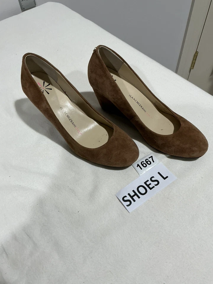 Womans Isaac Mizrahi Kendall Brown Suede Wedge Heel Slip On Shoes 8.5 M - Image 2 of 4