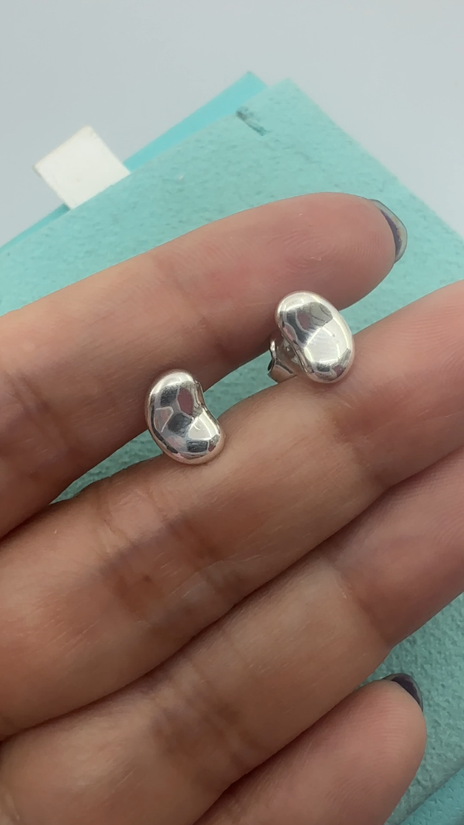 Tiffany & Co. 925 Silver Elsa Peretti 9mm Bean Earrings (pouch) | eBay