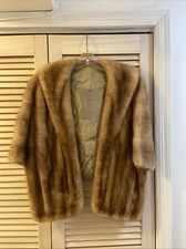 VTG HONEY BEIGE / BROWN GENUINE MINK FUR STOLE CAPE