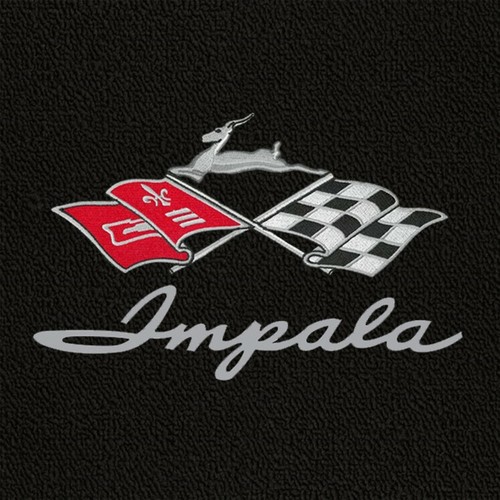 1961-1962 Chevrolet Impala - Black Classic Loop Carpet Floor Mats - Flags Logo - Picture 6 of 12