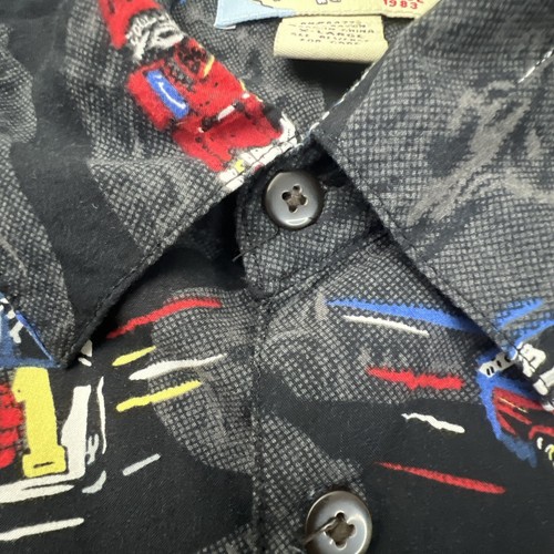 Vtg 1990s Big Dogs Racing Car Shirt Mens Sz XL Black Short Sleeve Button Up - Picture 6 of 13