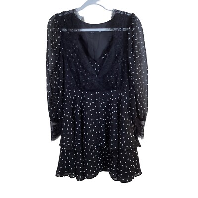 Asos Design Womens Black With White Polka Dots Long Sleeve V-Neck Dress. Size 6 | eBay Asos Design Womens Black With White Polka Dots Long Sleeve V-Neck Dress. Size 6 | eBay
