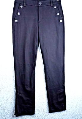 Cabi Dress Pant 8 Black Maestro Sailor Button Pocket Split Hem