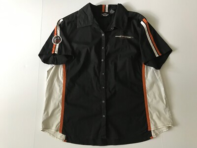 Authentic Harley Davidson Womens Button Down Racing Shirt VERY COOL