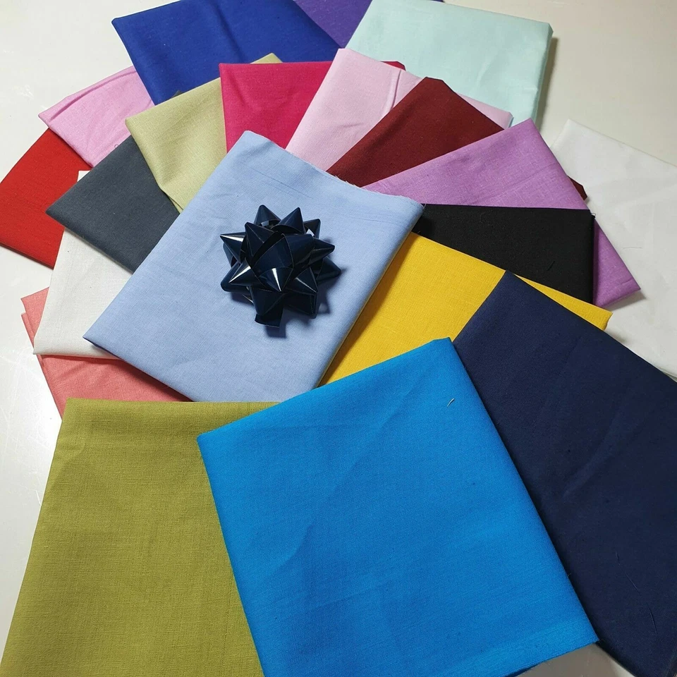 20pcs 25x25cm 100% Cotton Fabric Plain Pre-Cut Fat Quarters Bundle DIY Decor  - Image 4 of 4