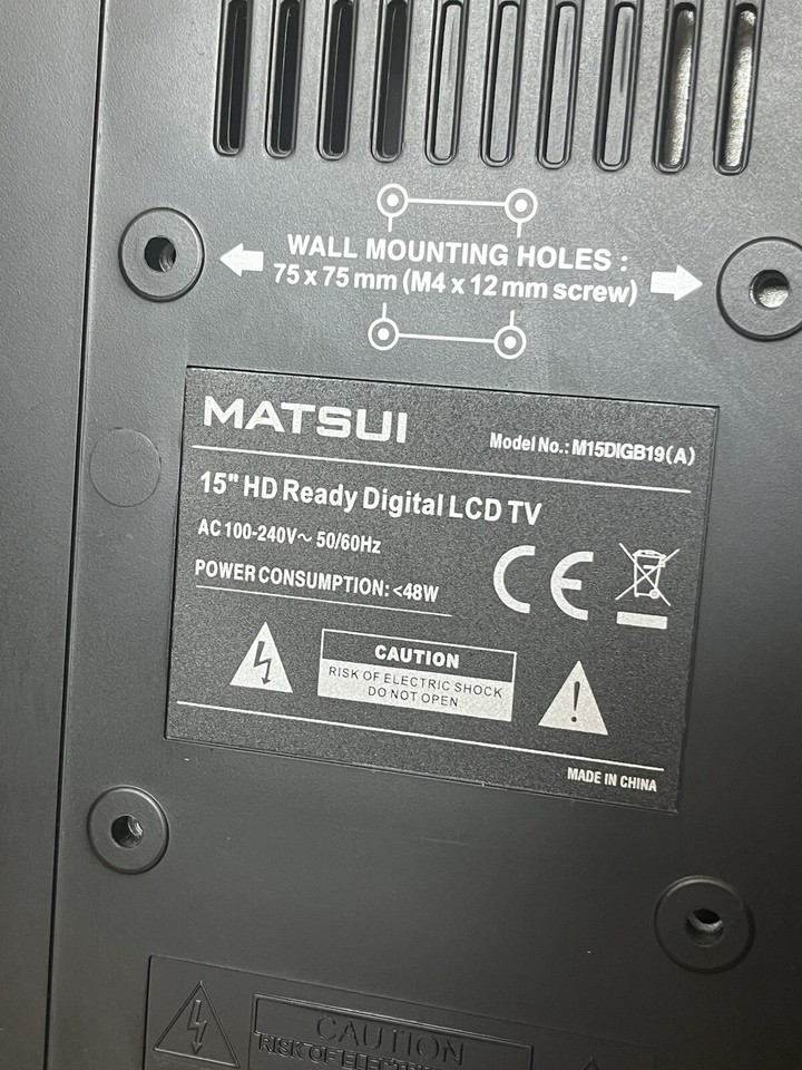 Matsui 15 Inch ready to view HD LCD TV with Freeview - Works with top ...