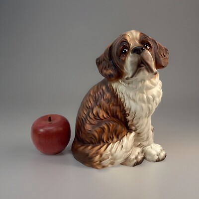 Saint Bernard Signed Porcelain 10  Signed Figurine Made in Japan Mint Condition