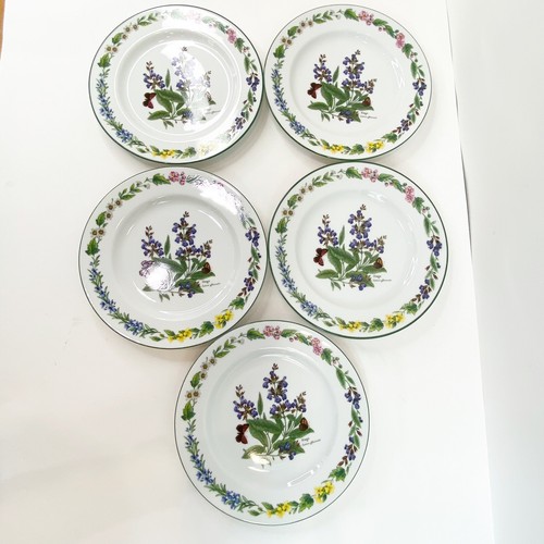Royal Worcester Herbs Salad Dessert Plate Green trim Set Of 5 VTG READ Shipping