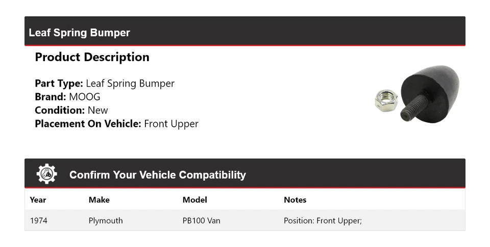 Parachoques delantero superior MOOG para furgoneta Plymouth PB100 1974 Foto 2 de 4