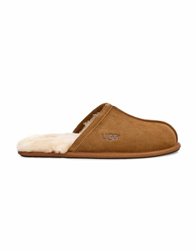 Ugg size 10 Mens closed toe scuff slippers in Chestnut suede UGG Scuff Suede Slippers Chestnut Sheepskin Lined 5776 Mens  main image 4