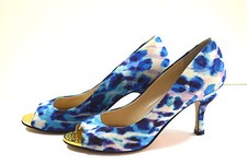 Nine West Women's Blue Aqua White Dress Pumps 5.5 M