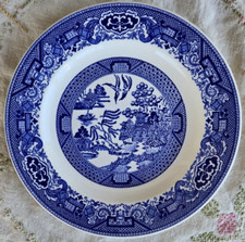 Vintage Blue  White China by Willow Ware Royal China Underglaze 9  Plate