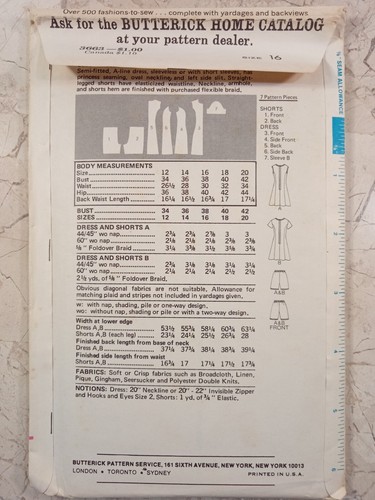 Butterick 3663 Vtg 70s Dress Shorts Mini Midi A-line Princess Slit 16 UNCUT Sew - Picture 3 of 9