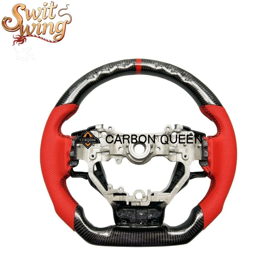 QS CARBON FIBER STEERING WHEEL FOR LEXUS ISF200/250/300/350/200T/500 14-23YS/RED - Imagem 4 de 4