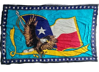 Vintage 70er Biker Wandteppich David Mann Stil Weißkopfseeadler Bürgerkrieg USA Banner