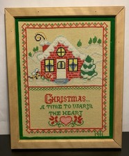 Christmas Holiday Needlepoint A Time To Warm The Heart 9.5x11.5 Cottagecore