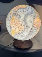 GLOBE LAMP-VINTAGE Glass Desk LIGHT 12" GLOBE WORLD EARTH