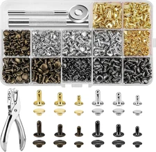 Siziviki 480 Sets Rivets for Leather, 4 Colors 3 Sizes Leather Rivets Kit, Doubl