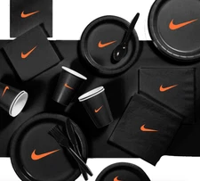 Custom Sw00sh Party, Birthday Party Dinnerware Set of 60 total pieces-Black