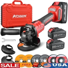 Cordless Angle Grinder Brushless Motor 3 Speed 21V Battery Powered Tool Kit New