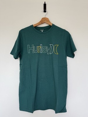Hurley Herren T-Shirt Large grün Logo Grafik Tee 100 % Baumwolle neu mit Etikett