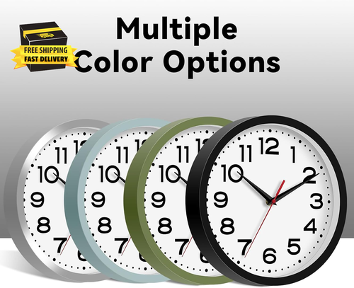 Wall Clock Silent Non-Ticking Modern Clock Battery Operated 8 Inch Small Classic - Picture 5 of 9