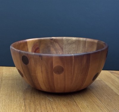 KATE SPADE  Wooden Salad Bowl 9.75   Deco Dot  ~ Lenox Brand