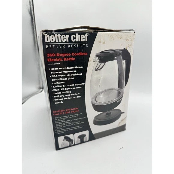 Hervidor eléctrico inalámbrico Better Chef 360 grados 1,7 litros azul LED sin BPA Foto 3 de 4